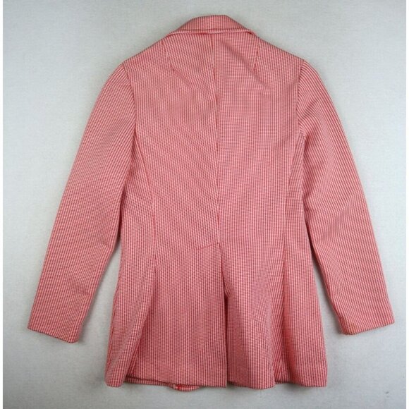 VINTAGE 1970s RED & WHITE HOUNDSTOOTH  BLAZER JACKET - BODIN KNITS - SIZE S/M - Picture 7 of 8
